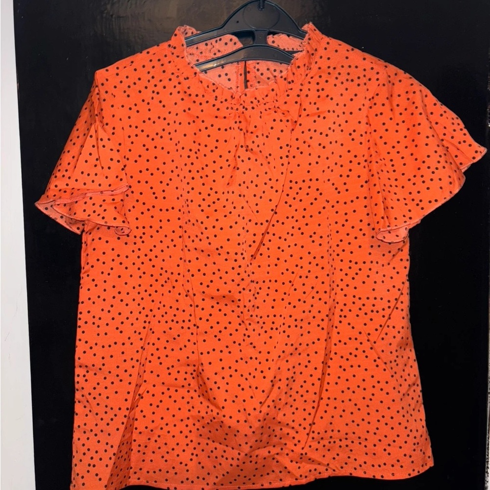 SHEIN Orange Polka Dot Blouse